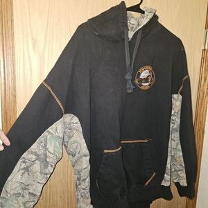 Camo and Black Hoodie with Logo